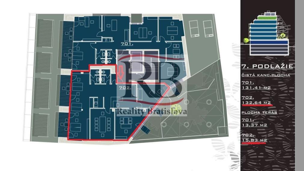 Exkluzívny administratívny priestor s terasou v centre, Mickiewiczova, Bratislava I, 148,47m2