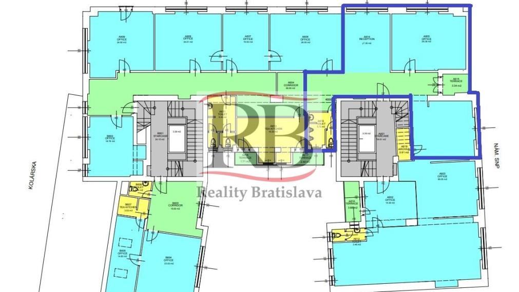 Kancelárske priestory na Námestí SNP, v blízkosti Kamenného Námestia, 80m2 TOP