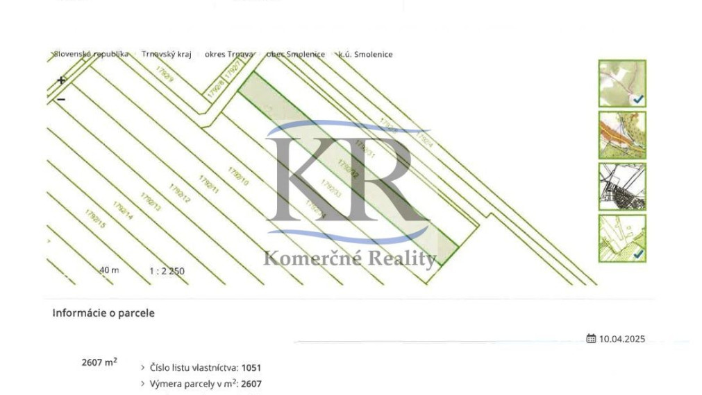 Na predaj orná pôda – Smolenice, 2607 m²