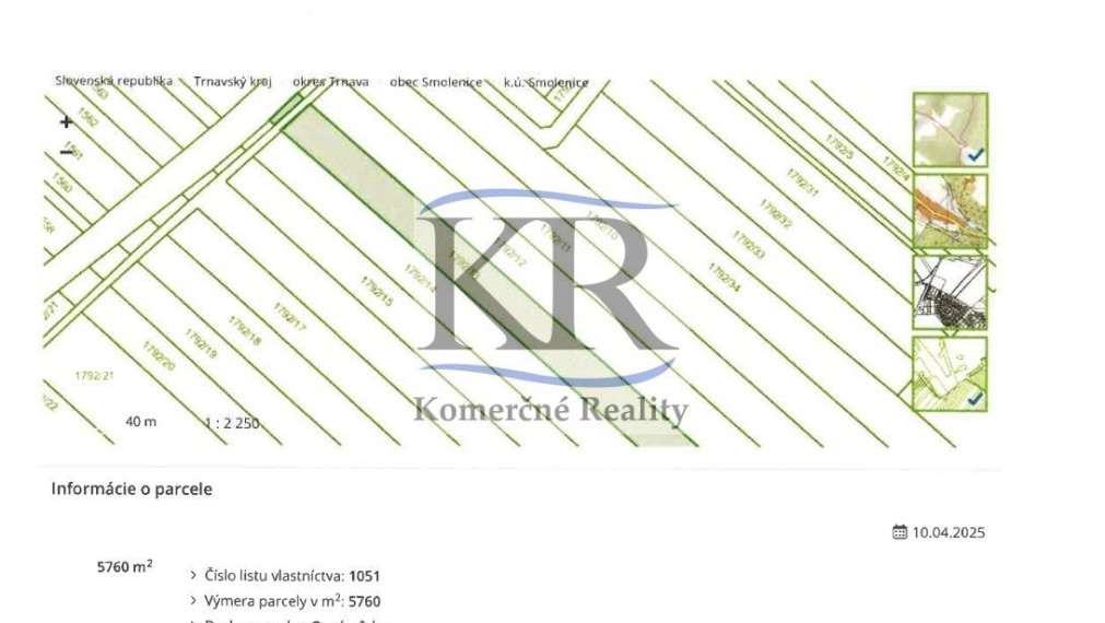 Investičný pozemok v Smoleniciach – 5760 m²
