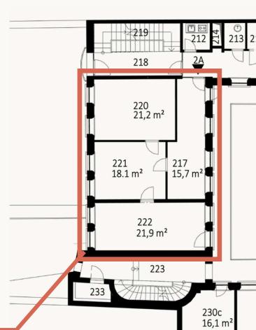 Kancelársky celok 76,90m2 v historickej budove, v centre na Panenskej ulici, Staré Mesto 