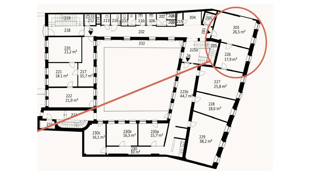 2-kancelária 44,4m2 s možnosťou parkovania v historickej budove, v centre na Panenskej ulici, Staré Mesto 