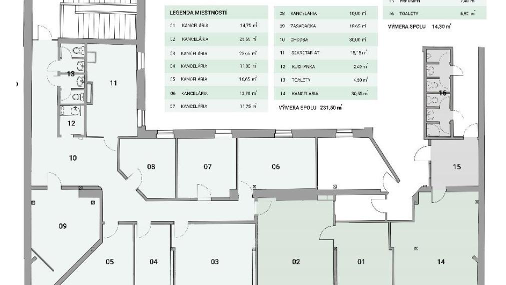 Kancelárie v krásnej historickej budove na Zochovej ulici, Staré Mesto, 235,51m2