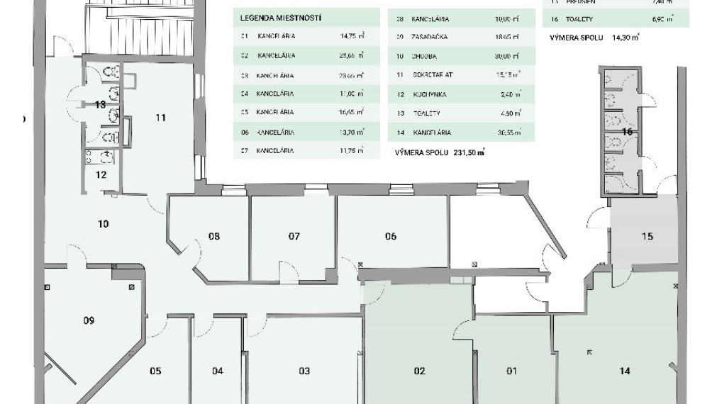 Kancelárie v krásnej historickej budove na Zochovej ulici, Staré Mesto, 235,51m2