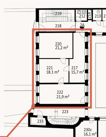 Kancelársky celok 76,90m2 v historickej budove, v centre na Panenskej ulici, Staré Mesto 