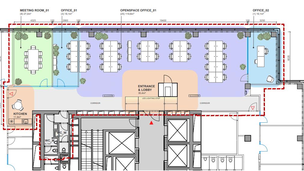 308m2 zariadený kancelársky celok vysokého štandardu s neobmedzeným parkovaním, POLUS/VIVO Tower