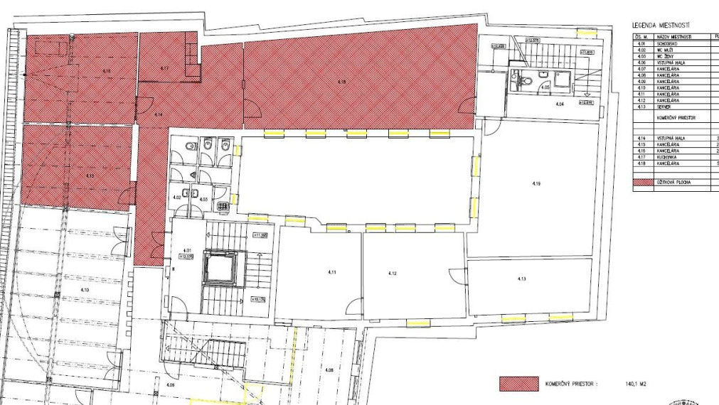 Kancelársky celok v reprezentatívnom historickom objekte v centre, 145 m2