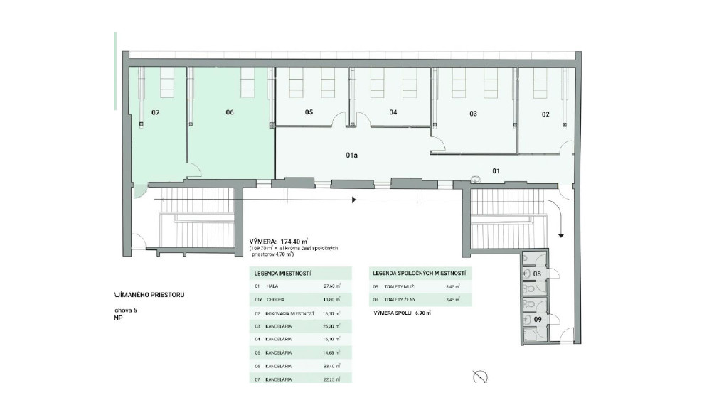 Kancelárie v krásnej historickej budove na Zochovej ulici, Staré Mesto, 174,40m2