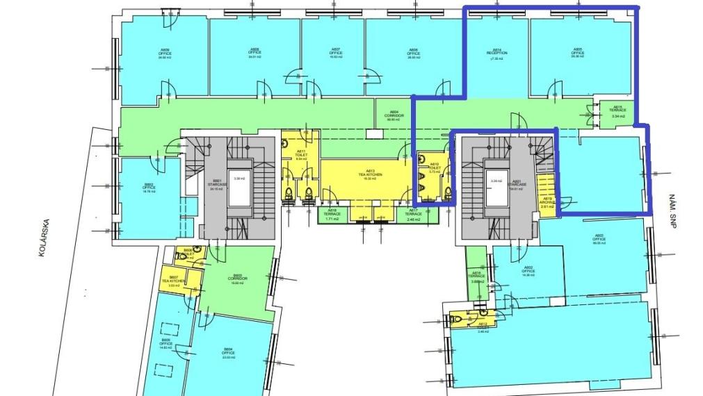 Kancelárske priestory na Námestí SNP, v blízkosti Kamenného Námestia, 80m2 TOP