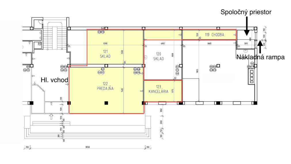 Na prenájom obchodné priestory s výmerou 207,14 m², Trenčín - Za mostami