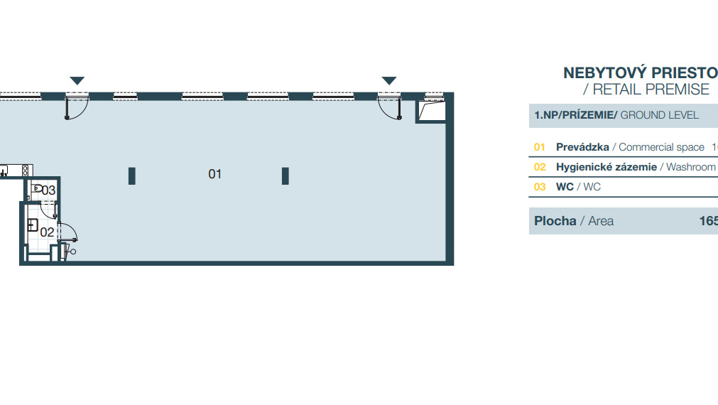 PRENÁJOM obchodný priestor v komplexe NUPPU s 2 parkovacími miestami, 165,89m2