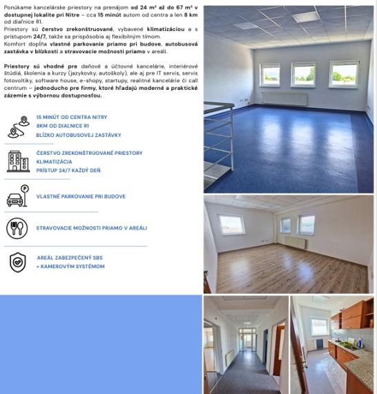 Kancelárske priestory na prenájom na ul. Novozámocká, Nitra