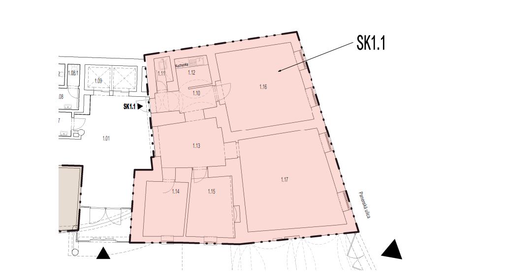 Celok 4 kancelárií na prízemí administratívnej budovy, Panenská - Staré Mesto, 101,83m2