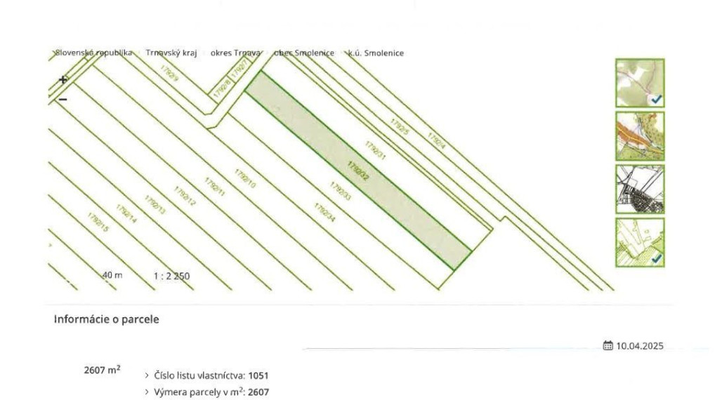Na predaj orná pôda – Smolenice, 2607 m²