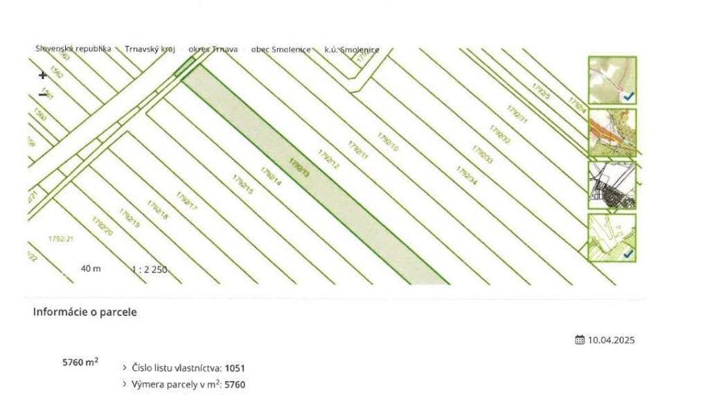 Investičný pozemok v Smoleniciach – 5760 m²