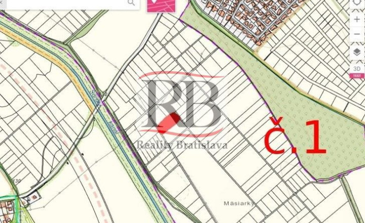 Na predaj rovinatý pozemok v obci Svätý Jur, lokalita Mäsiarky, 2948m2